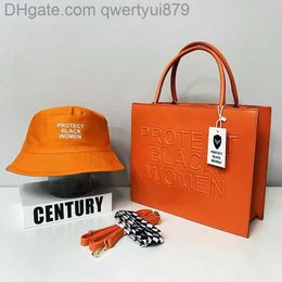 qwertyui879 Totes Ladies Leather Protect Black People Bag Women Set Bucket Hat 2022 Luxury TOTE Handbags for Women Bag Purse And Hat Set 0314/23