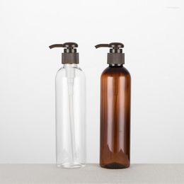 Storage Bottles 250ML X 24 Brown Empty Lotion Pump Plastic Shampoo Shower Gel Container With PET For Personal Care