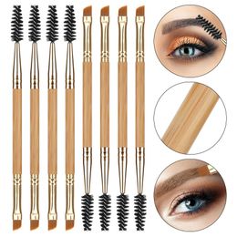 Makeup Tools 10PCS Bamboo Brushes Beauty Brow Contour Oblique Angled Eyebrow Eyeshadow Eyeliner Brush Pensule Lashes Accessories 230314