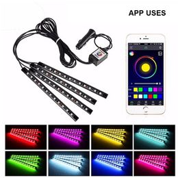 Car LED Strip Light APP Control Cars Interior Lights Upgrated 16 FixedColors Infinite DIY Colors Atmosphere of the LEDs lamp crestech