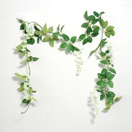 Decorative Flowers 2m Artificial Green Leaf Vine Wedding Arch Garland Decoration Fake Plant Silk Leaves Hanging Rattan For Home Garden Decor