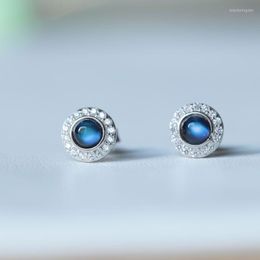 Stud Earrings Natural Blue Moonlight Stone Women's Small Design Delicate Temperament Versatile