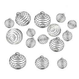 Pendant Necklaces 30PCS/Set Silver Plated Round Alloy Spiral Beads Cages Pendants Fashion Component Charms DIY Jewellery Making Bracelet Neckl