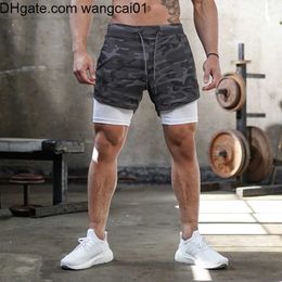 wangcai01 Men's Shorts 2023 Camo Running Shorts Men 2 In 1 Doub-deck Quick Dry GYM Sport Shorts Fitness Jogging Workout Shorts Men Sports Short Pants 0314H23