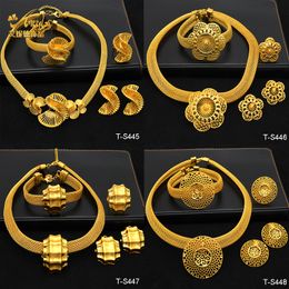 Wedding Jewelry Sets ANIID Ethiopian Gold Plated Jewelry Set For Women Bridal Dubai Jewellery Wedding Brazilian Eritrean African Earring Necklace Set 230313