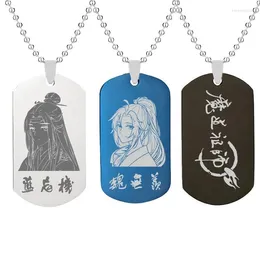 Chains Anime Necklace For Women Lan Wangji Wei Wuxian Necklaces Man Trend Neck Mo Dao Zu Shi Silver Color Fashion Couples Party Gift