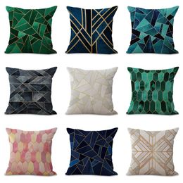 Pillow Fashion Geometric Decorative Cover Grey Grid Printed Sofa Throw Car Chair Home Decor Case /Decorative