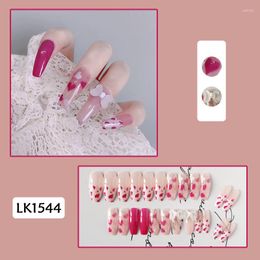 False Nails 24Pcs 3D Rhinestone Nail Press On French Extension Artificial Detachable Full Cover Manicure