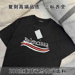 Men's T-Shirts 23 Spring and Summer New High Version Paris Coke Wave Print Short Sleeve Loose Men's and Women's Leisure T-shirt T230314