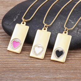 Chains AIBEF Fashion Romantic Heart Necklace 3 Colours Long Chain Copper Zircon Charm Party Couple Wedding Jewellery Gift