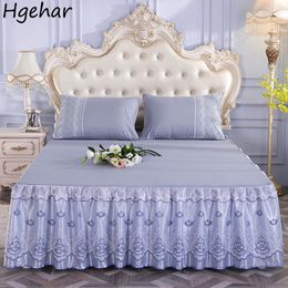 Bed Skirt Vintage Bed Skirt Lace Elegant Ruffles Design Tender Soft 16 Colors Daily Leisure Fashion Bedroom French Style Bedcover Home 230314