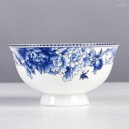 Bowls Eating Bowl Soup Anti-Scald Tall Single Bone China And Dishes Tableware Set Blue White Porcelain