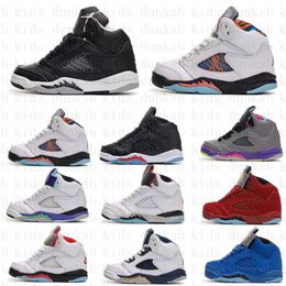 Kids Shoes 5s Basketball Shoes Jointly Signed High OG 5s Toddler Chicago University Blue Sneaker Footwear Youth Boys Girls Grade School size 25-35 o68H#