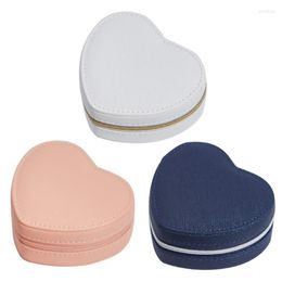 Jewellery Pouches Heart Shape Portable Jewellery Box Travel Organiser PU Leather A0NF