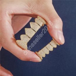 Hip Hop 18K Gold Plated Teeth Grillz Fangs Halloween Costume Personalised Tooth Decoration