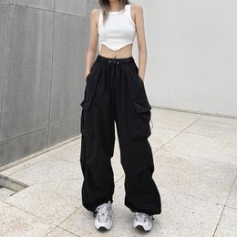 Womens Pants Capris Y2K Women Streetwear Cargo Korean Harajuku Casual Solid Baggy Straight Trousers Fashion Wide Leg Pockets Joggers 230313