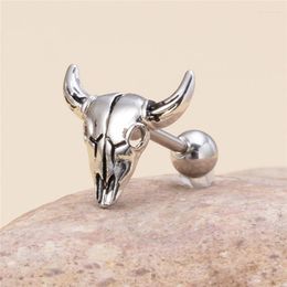 Stud Earrings 1PC Gothic Stainless Steel Bull Head For Men Women Vintage Punk Animals Piercing Cartilage Jewellery W147