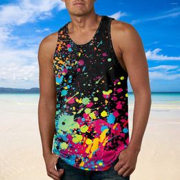 Men's Tank Tops Long Sleeves For Men Casual Spring Summer Sleeveless Printed O Neck Shirt Blouse