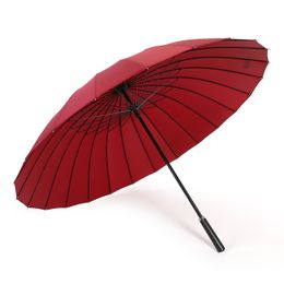 Umbrellas Business 24 Bone Manual Long Umbrella Men Women Retro Red Balck Large Umbrella Anti-storm Sunscreen Cute Household Umbrella 230314