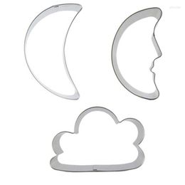 Baking Moulds 3 Pcs Moon Cloud Face Cookie Cutter Biscuit Embossing Machine Cake Decorating Chocolates Soft Candy DIY Tools.