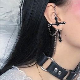 Stud Earrings 2023 Punk Cross Metal Silver Colour Long Chain Zipper Hyperbole Trendy Earring For Couples Personality Jewellery Gift