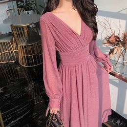 Party Dresses Vintage Sexy Maxi Dresses for Women Party Sequin Midi Dress Female Casual Chiffon Slim Korean Woman Dress Elegant Autumn 230314