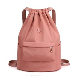 School Bags Portable Women Drawstring Backpack Lightweight Girl Travel Daypack Waterproof Nylon Shopping Bag Sports Hiking Swimming Bagpack 230314