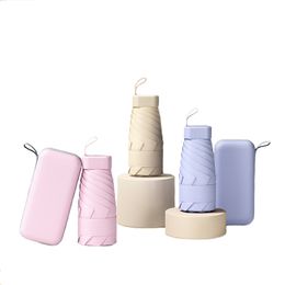 Umbrellas Mini Sun Umbrella Pocket Rain Umbrellas Anti UV 6-Folding Parasol Portable Lightweight Women Men Sunshade Umbrella for Travel 230314