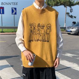 Men s Vests Sweater Vest Men Round Neck Sleeveless Sweaters Loose Oversize Preppy College Males All match Knitwear Clothing Spring Daily 230313