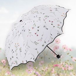 Umbrellas Beautiful Flowers Umbrella Fashion Glitter Color Changing Women Umbrellas Blossom Girl Sun Parasol Gift 230314