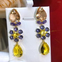 Dangle Earrings Jimbora Sweet Romantic Yellow Crystal Drop Fashion Jewelry For Women High Quality Accessories Gift