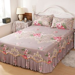 Bed Skirt Princess Style Single Piece Sheet Bed with Skirt for King Queen Size Bed Spreads Bedroom Soft Bed Cover Without Pillowcases 230314
