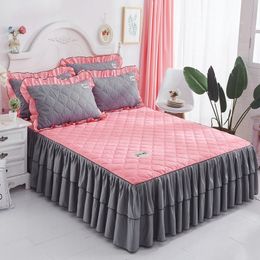 Bed Skirt Solid Colour Quilted Skirt Thickened Sanded Bedspread el Biscuits Simmons Cover Lace Bedding Set Sheet Home Decoration 230314