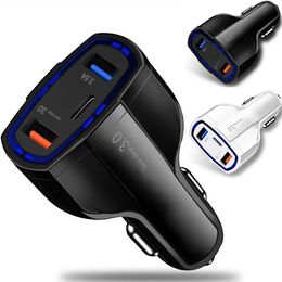 LED Type c PD USB C Car Charger Quick 3.0 Universal 7A Fast Charging vehicle Charge for iphone 11 12 13 14 15 pro max samsung 11 LL