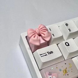 New Bowknot Cute Esc Keycap Oem Kawaii Pink White Keycaps Girl Woman for Profile Cherry Mx Switch Mechanical Keyboard