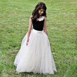 Girl Dresses Flower Girls Kids Formal Wear Birthday Christmas Wedding Party Events Pageant Two Pieces Hand Made Flowers