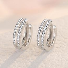Hoop Earrings 925 Sterling Silver Double Layer Piercing For Women Girls Engagement Party Wedding Jewelry Oorbellen Jljflka