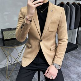 Mens Suits Blazers Deerskin Leather Jacket Blazer Men Casual Slim Blazer Hombre Suit Leather Jacket Men Terno Masculino Men Clothing 6 Colour 230313