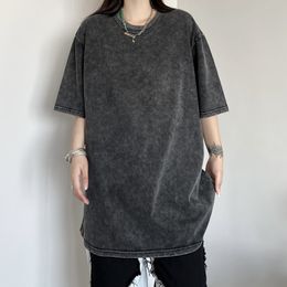 Women's T-Shirt Summer Hip Hop Harajuku Tops Women Men Fashion Streetwear Black Wash Distresses Short Sleeve Oversized T Shirts Grunge 230314