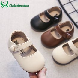 First Walkers 11.5-15.5cm Simple Girls Flats Shoes Solid Soft Toddler Princess Dress Shoes For Party Wedding Soft Infant Autumn Casual Shoes 230314