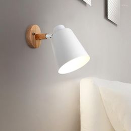 Wall Lamp Wooden Lamps Bedside Led Light Sconce Modern Interior For Bedroom Living Room Study Reading