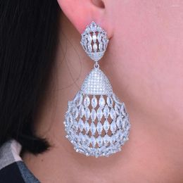 Dangle Earrings JIMBORA Full Clear CZ Crystal Stone Big Waterdrop Pendant Jewelry For Women Bride Wedding Appointment Party Show