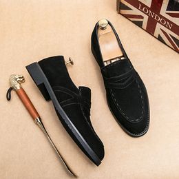 Men Casual Leather Shoes Brand Driving Shoes Men Suede Loafers Moccasins Dress Shoes For Men New Italian Fashion Leisure Shoes