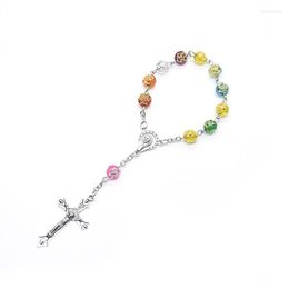 Strand Beaded Strands Religious Multicolor Rosary Beads Bracelet For Women Christ Jesus Virgin Mary Pendant Catholic Baptism Prayer Jewellery