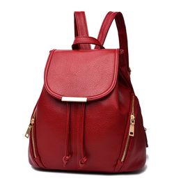 School Bags 5 Color Women Soft PU Leather Backpacks Fashion Female Shoulder Large Capacity Travel Ladies Bagpack Mochilas 230314