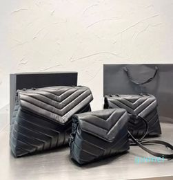 Luoulou Schous Bolsa de bolsa de luxo Loulou, em forma de costura de couro de couro, cadeia de metal de alta qualidade Caixa de presente de Messenger por atacado