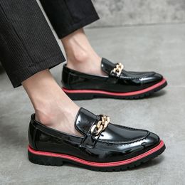 Leather Designer Brand Luxury Men Casual Office Bussiness Black Loafers Mens Italian Wedding Dress Male Shoes mens shoes
