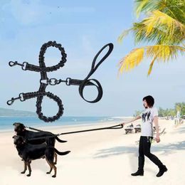 Dog Collars Explosion-proof Pet Leash Refective Traction Rope Two In One Elastic Double Headed Walking Supplies