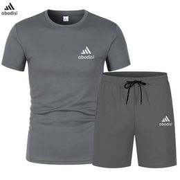 Мужской летний дизайнерский спортивный костюм 2023 Summer Hot Men's T-shirt Shorts Set Men's Sports Set Brand LOGO Print Leisure Fashion Cotton Short Sleeve T-shirt Set