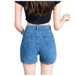 Women's Shorts Blue jeans female summer high waist loose wide leg pants retro shorts are thin and wild 230314